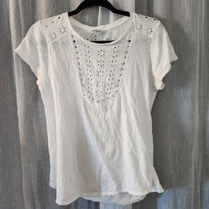 lucky brand white eyelet blouse